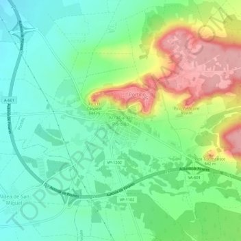 Mapa topográfico Arrabal de Portillo, altitud, relieve