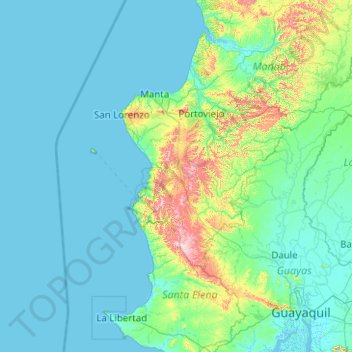 Mapa topográfico Cerros de Paján, altitud, relieve