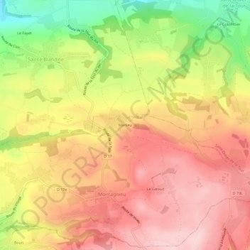 Mapa topográfico Marlieu, altitud, relieve