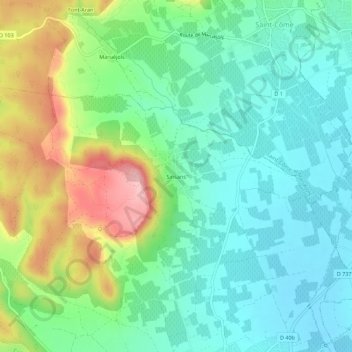 Mapa topográfico Sinsans, altitud, relieve