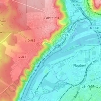 Mapa topográfico Croisset, altitud, relieve