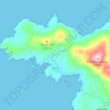 Mapa topográfico Ballaghacahereen, altitud, relieve
