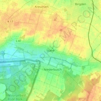 Mapa topográfico Stahe, altitud, relieve