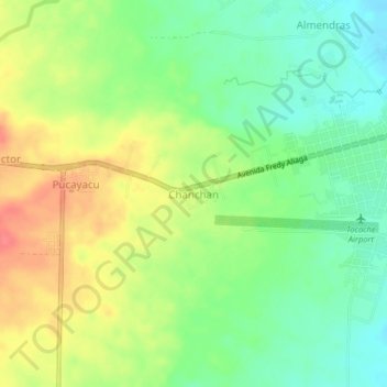Mapa topográfico Chanchan, altitud, relieve