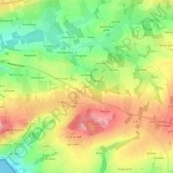 Mapa topográfico La Gare, altitud, relieve