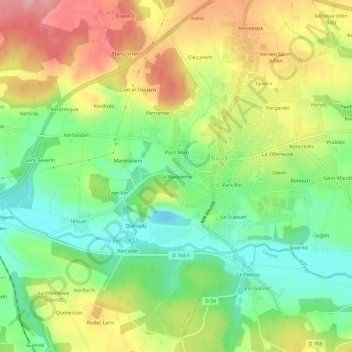 Mapa topográfico La Madeleine, altitud, relieve