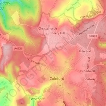 Mapa topográfico Lower Berry Hill, altitud, relieve