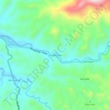 Mapa topográfico Tamarindos, altitud, relieve