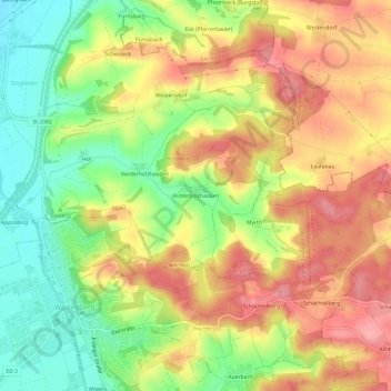 Mapa topográfico Hinterholzhausen, altitud, relieve