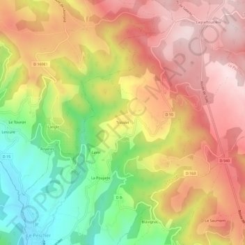 Mapa topográfico Tricolet, altitud, relieve