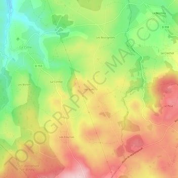 Mapa topográfico Les Suits, altitud, relieve