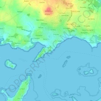 Mapa topográfico Kerrat, altitud, relieve