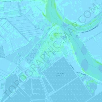 Mapa topográfico Salin-de-Giraud, altitud, relieve
