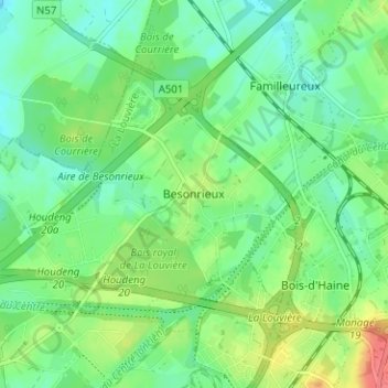 Mapa topográfico Besonrieux, altitud, relieve