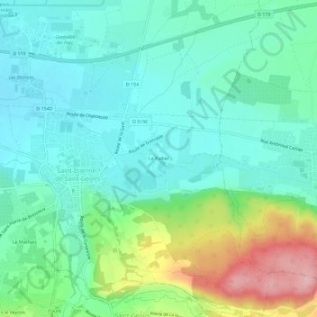 Mapa topográfico Le Pailler, altitud, relieve