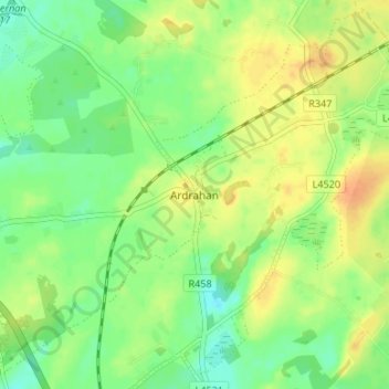 Mapa topográfico Ardrahan, altitud, relieve
