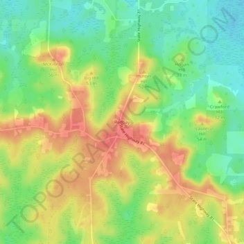 Mapa topográfico Redbay, altitud, relieve