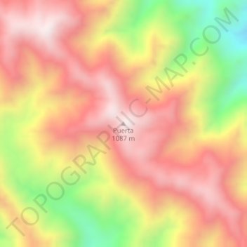 Mapa topográfico Puerta, altitud, relieve