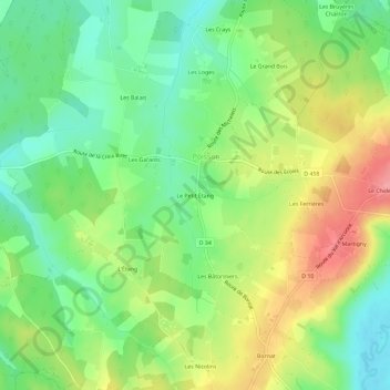 Mapa topográfico Le Petit Étang, altitud, relieve