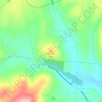 Mapa topográfico Round Top, altitud, relieve