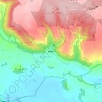 Mapa topográfico Wass, altitud, relieve