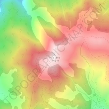 Mapa topográfico Pico Jano, altitud, relieve