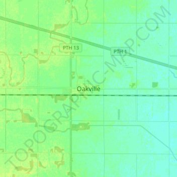 Mapa topográfico Oakville, altitud, relieve