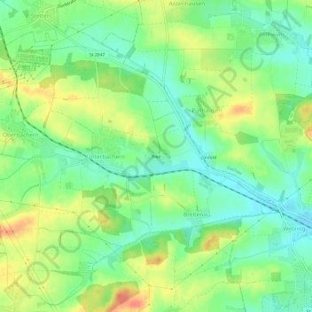 Mapa topográfico Ried, altitud, relieve