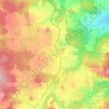 Mapa topográfico Obernondorf, altitud, relieve