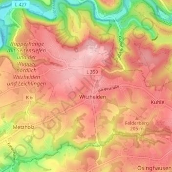 Mapa topográfico Bechhausen, altitud, relieve