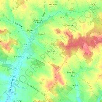 Mapa topográfico Saint-Aman, altitud, relieve