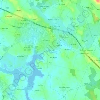 Mapa topográfico Le Pont Roz, altitud, relieve