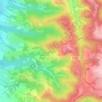 Mapa topográfico La Goutte, altitud, relieve