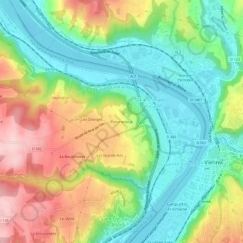 Mapa topográfico Pommerieux, altitud, relieve