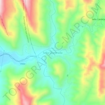 Mapa topográfico Sella Quebrada, altitud, relieve