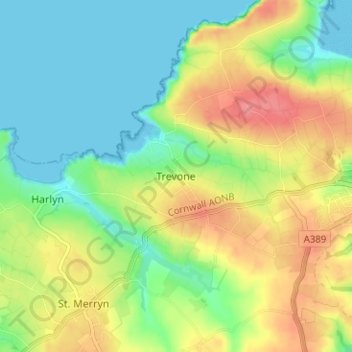 Mapa topográfico Trevone, altitud, relieve