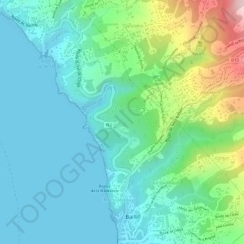 Mapa topográfico Blanchette, altitud, relieve