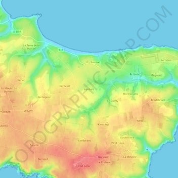 Mapa topográfico Borduro, altitud, relieve