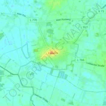 Mapa topográfico Levern, altitud, relieve