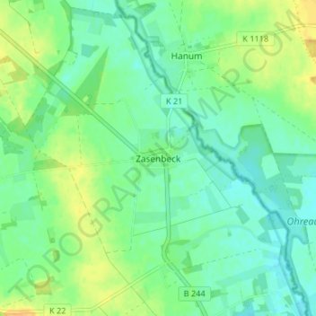 Mapa topográfico Zasenbeck, altitud, relieve