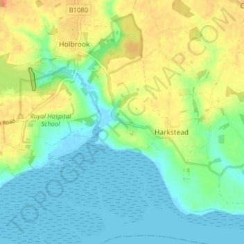 Mapa topográfico Lower Holbrook, altitud, relieve