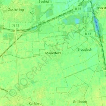 Mapa topográfico Mändlfeld, altitud, relieve