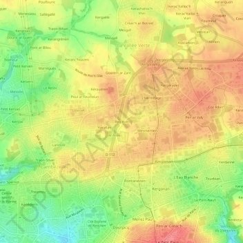 Mapa topográfico Beg Avel, altitud, relieve
