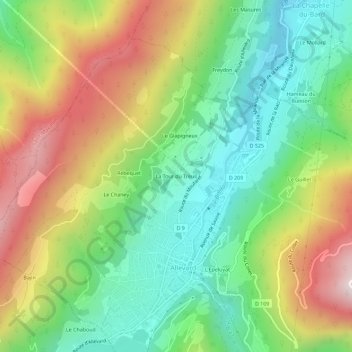 Mapa topográfico La Tour du Treuil, altitud, relieve