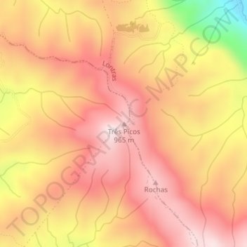 Mapa topográfico Três Picos, altitud, relieve