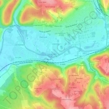 Mapa topográfico L'Évêque, altitud, relieve