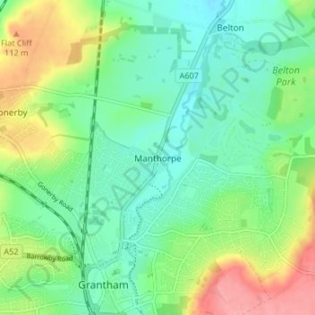 Mapa topográfico Manthorpe, altitud, relieve
