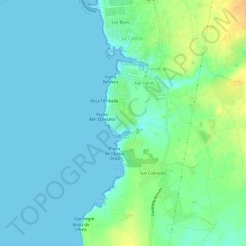 Mapa topográfico Cala Blanca, altitud, relieve