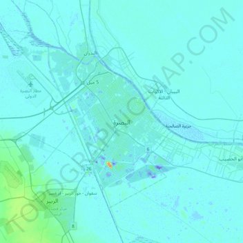 Mapa topográfico Basora, altitud, relieve