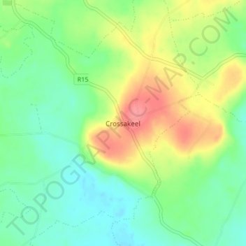 Mapa topográfico Crossakeel, altitud, relieve